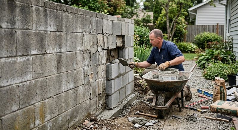 Cinder Block Wall Repair in Crockett County, TN